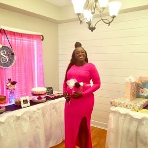 Hot pink Maternity dress w/ side split
